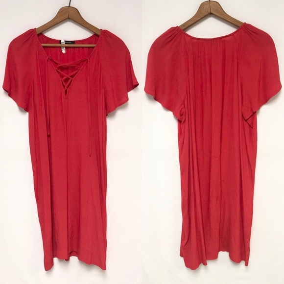 Madewell Lace Up Flutter Sleeve Loose Fit Dress - Picture 2 of 11